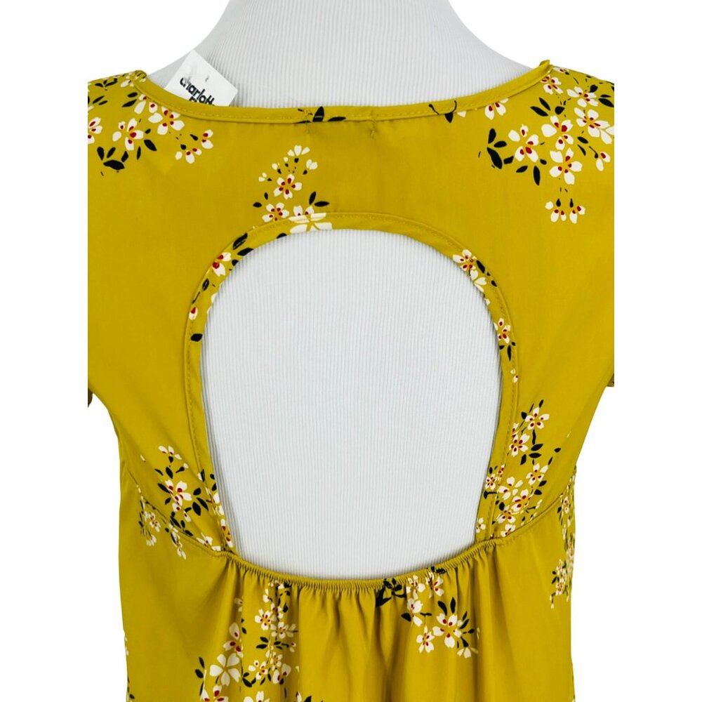 NWT Vintage Y2K Charlotte Russe Yellow Floral Print Cutout Open Back Blouse Top - Picture 7 of 10